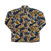 Vintage 80s Men's M Abstract Print Long Sleeve Shirt by United Tailor